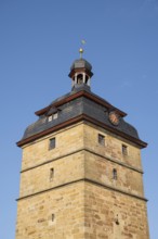 Old town, town tower, detail, clipping, old town, Bad Staffelstein, Upper Franconia, Franconia,