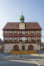 Town hall, half-timbered construction, old town centre, Bad Staffelstein, Upper Franconia,