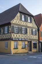 Gasthof Adam Riese, half-timbered building, old town, Bad Staffelstein, Upper Franconia, Franconia,