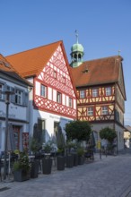 Tourist information centre and town hall, beautiful half-timbered houses in the old town, Bad