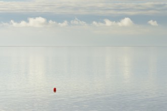 North Sea coast, special light atmosphere over the Wadden Sea with rising water and calm wind, red