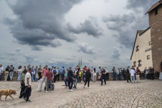 Tourists on the castle grounds of the Imperial Castle, Nuremberg, Middle Franconia, Bavaria,