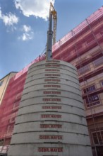 Construction crane at a house renovation, Nuremberg, Middle Franconia, Bavaria, Germany