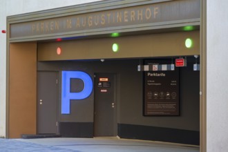 Entrance to a modern multi-storey car park, Nuremberg, Middle Franconia, Bavaria, Germany