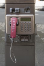 Telekom public telephone pillar, Nuremberg, Central Franconia, Bavaria, Germany