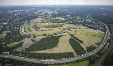 Aerial view, Ruhrbogen between Mülheim and Oberhausen Alstaden, a week ago there was still land