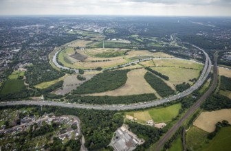 Aerial view, Ruhrbogen between Mülheim and Oberhausen Alstaden, a week ago there was still land