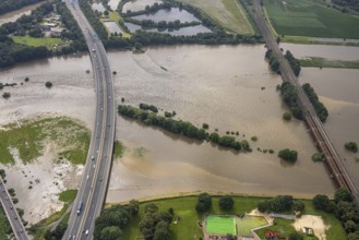 Aerial photo, Ruhr flood, flooding, Styrum - South, Mülheim an der Ruhr, Ruhr area, North