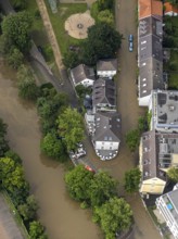 Aerial photo, Ruhr flood, flooding, Café Plati, Altstadt I - Südwest, Mülheim an der Ruhr, Ruhr