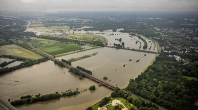Aerial photo, Ruhr flood, flooding, Styrum - South, Mülheim an der Ruhr, Ruhr area, North