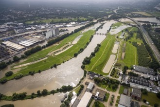 Aerial photograph, Ruhr floods, floods at the Styrum waterworks, Styrum - South, Mülheim an der