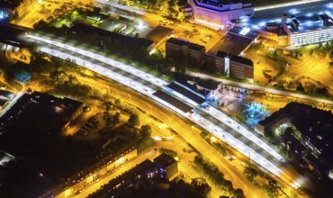 Aerial photo, Mülheim an der Ruhr main station, Technical Town Hall and Forum City Mülheim shopping