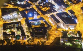 Aerial view, historic town hall, Altstadt I, Ruhrbania, Mülheim an der Ruhr, Ruhr area, North