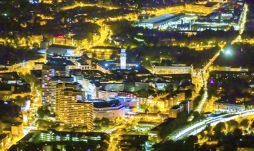 Aerial view, Technical Town Hall and Forum City Mülheim shopping centre Hans-Böckler-Platz,