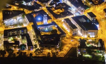 Aerial view, historic town hall, Altstadt I, Ruhrbania, Mülheim an der Ruhr, Ruhr area, North