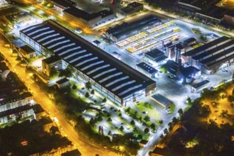 Aerial view, Ruhrbahn GmbH depot, Broich - Ost, Mülheim an der Ruhr, Ruhr area, North