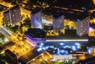 Aerial view, Technical Town Hall and Forum City Mülheim shopping centre Hans-Böckler-Platz,