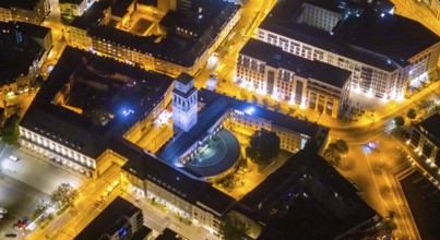Aerial view, historic town hall, Altstadt I, Mülheim an der Ruhr, Ruhr area, North
