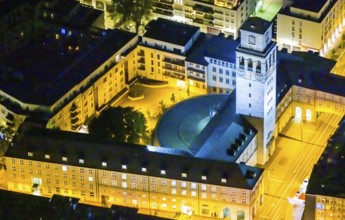 Aerial view, historic town hall, Altstadt I, Mülheim an der Ruhr, Ruhr area, North
