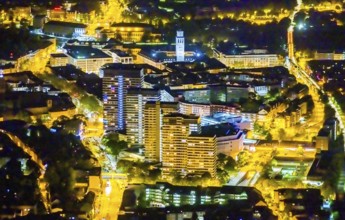 Aerial view, Technical Town Hall and Forum City Mülheim shopping centre Hans-Böckler-Platz,