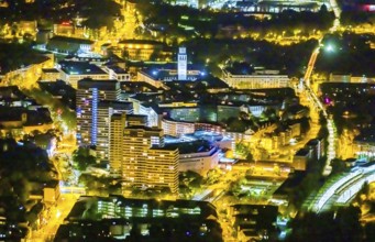 Aerial view, Technical Town Hall and Forum City Mülheim shopping centre Hans-Böckler-Platz,
