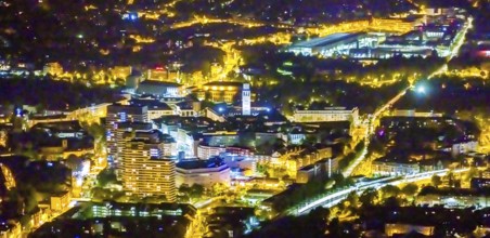 Aerial view, Technical Town Hall and Forum City Mülheim shopping centre Hans-Böckler-Platz,