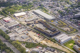Aerial view, Ruhrbahn area, professional fire brigade, Zur Alten Dreherei, Broich - Ost, Mülheim an