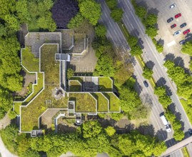Aerial view, Heinrich-Thöne-Volkshochschule, Broich - Ost, Mülheim an der Ruhr, Ruhr area, North