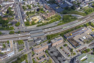 Aerial view, Forum City Mülheim, Hans-Böckler-Platz, Mülheim main station, Altstadt II - Südost,