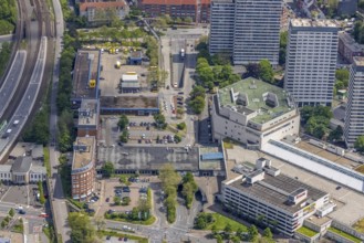 Aerial view, Forum City Mülheim, Hans-Böckler-Platz, Mülheim main station, Altstadt I - Südost,