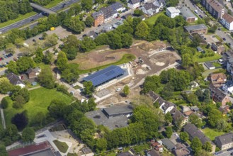 Aerial view, construction site at Sportpark Styrum, Styrum, Mülheim an der Ruhr, Ruhr area, North