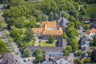 Aerial view, Saarn Monastery, Catholic Parish of St. Mary's Assumption, Saarn, Mülheim an der Ruhr,