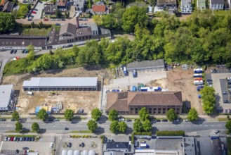 Aerial view, construction site, Federal Agency for Technical Relief, Düsseldorfer Straße, Saarn,