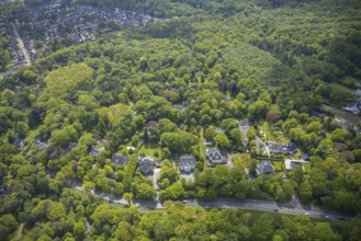 Aerial view, villa in forest area, Broich - Ost, Mülheim an der Ruhr, Ruhr area, North