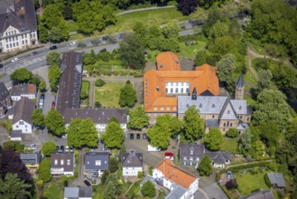 Aerial view, Saarn Monastery, Catholic Parish of St. Mary's Assumption, Saarn, Mülheim an der Ruhr,