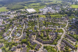 Aerial view, residential area Rotdornbogen and Wacholderring, Bobcarts Parts Servive company