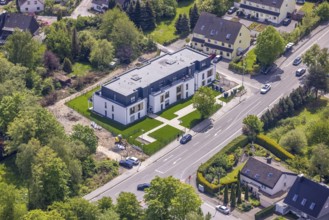 Aerial view, new residential building Kölner Straße corner Fahrkamp, Saarn, Mülheim an der Ruhr,