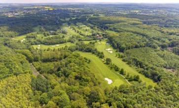Aerial view, golf course golf club Mülheim an der Ruhr, Saarn - Süd, Mülheim an der Ruhr, Ruhr