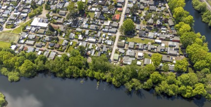 Aerial photo, leisure domicile Entenfangsee, permanent campers, Am Entenfang, Saarn - Süd, Mülheim