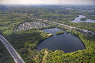 Aerial photo, leisure domicile Entenfangsee, permanent campers, Am Entenfang, Saarn - Süd, Mülheim
