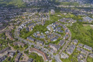 Aerial view, Saarner Kuppe, circular housing estate Luxemburger Allee, Saarn, Mülheim an der Ruhr,