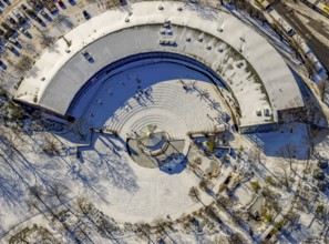 Aerial view, Ringlokschuppen, Park am Schloss Broich, Broich - Ost, Mülheim an der Ruhr, Ruhr area,