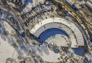 Aerial view, Ringlokschuppen, Park am Schloss Broich, Broich - Ost, Mülheim an der Ruhr, Ruhr area,