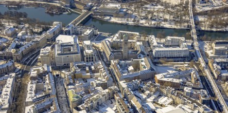 Aerial view, town hall market, town hall, cycle highway, Altstadt I - Südost, Mülheim an der Ruhr,