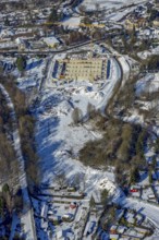 Aerial view, construction site of the Emschergenossenschaft, Köttelbecke renaturalisation,