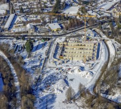 Aerial view, construction site of the Emschergenossenschaft, Köttelbecke renaturalisation,