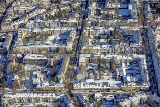 Aerial view, housing estate and monuments, Adolfstraße, Eduardstraße, Martin-von-Tours-Schule,