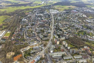 Aerial view, view of town with Straßburger Allee, construction site Düsseldorfer Straße 116, Zur