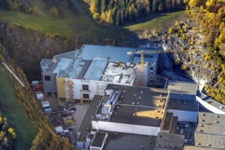 Aerial view, construction site at the C.& A. VELTINS brewery in the Grevenstein district of