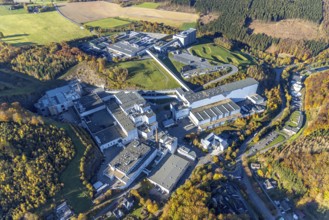 Aerial photo, C.& A. VELTINS brewery in the Grevenstein district of Meschede, Sauerland, North